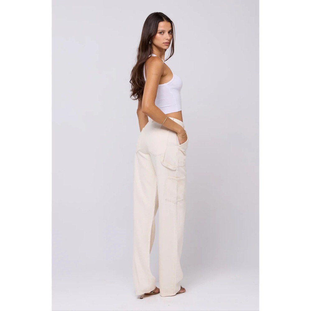 Resa Women Elsa Cargo Pants Small Cream Painter Wide Leg Baggy Textured - Picture 7 of 12